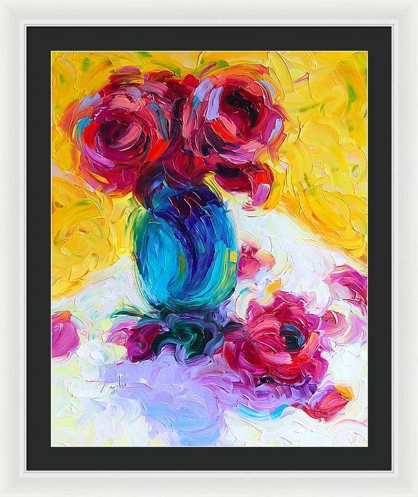 Just Past Bloom - roses still life - Framed Print