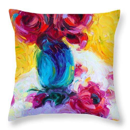 Just Past Bloom - roses still life - Throw Pillow