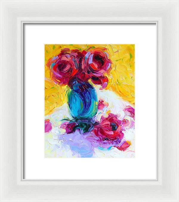 Just Past Bloom - roses still life - Framed Print