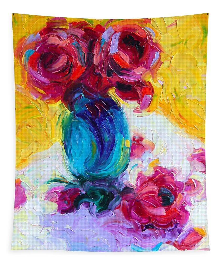 Just Past Bloom - roses still life - Tapestry