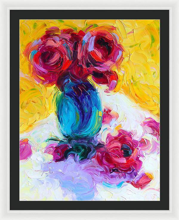 Just Past Bloom - roses still life - Framed Print