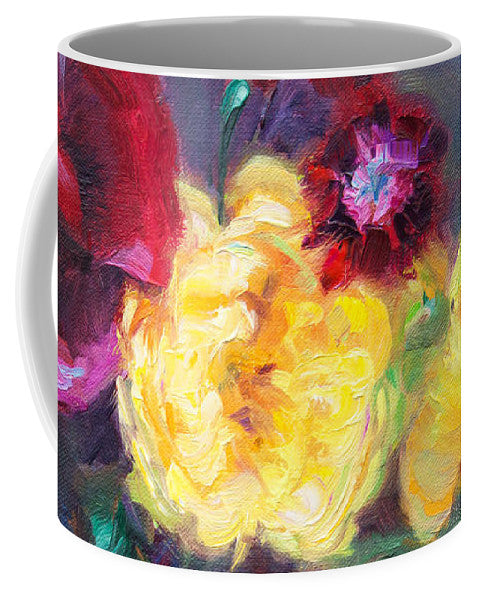 Lemon and Magenta - flowers and radish - Mug