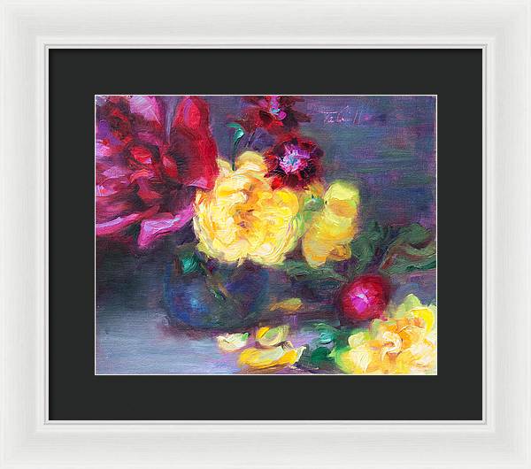Lemon and Magenta - flowers and radish - Framed Print