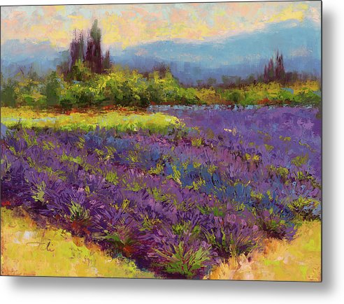 Metal Print of Morning Prelude - lavender landscape painting  - Metal Print by Talya Johnson