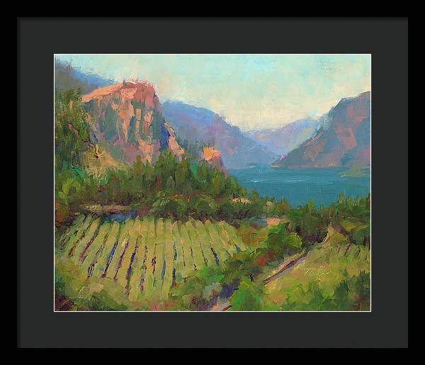 Morning Reverie - plein air landscape of Columbia River Gorge - Framed Print by Talya Johnson