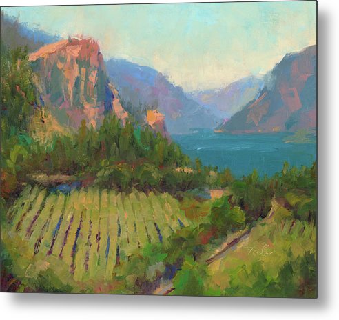 Morning Reverie - plein air landscape of Columbia River Gorge - Metal Print by Talya Johnson