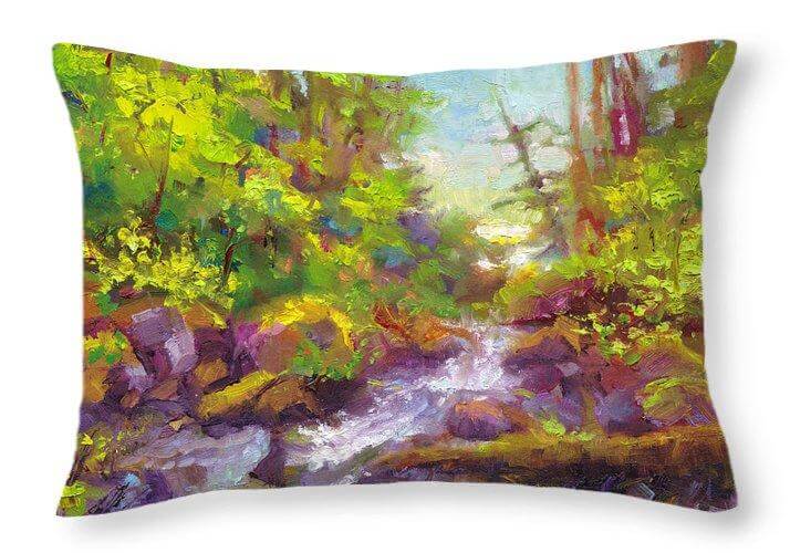 Mother's Day Oasis - woodland river - Throw Pillow