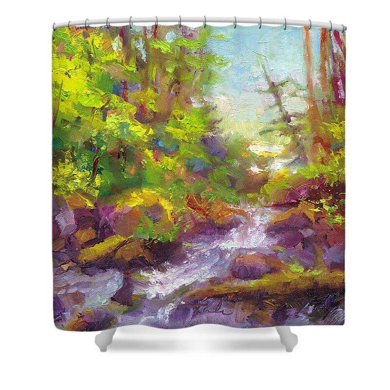 Mother's Day Oasis - woodland river - Shower Curtain
