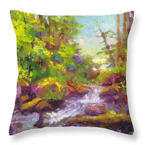 Mother's Day Oasis - woodland river - Throw Pillow