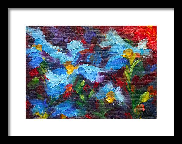 Nature's Palette - Himalayan blue poppy oil painting Meconopsis betonicifoliae - Framed Print