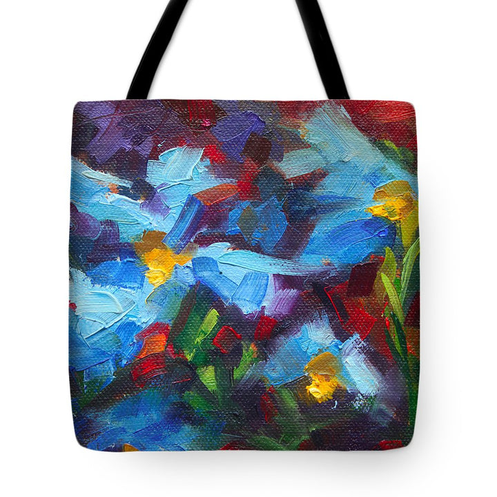 Nature's Palette - Himalayan blue poppy oil painting Meconopsis betonicifoliae - Tote Bag