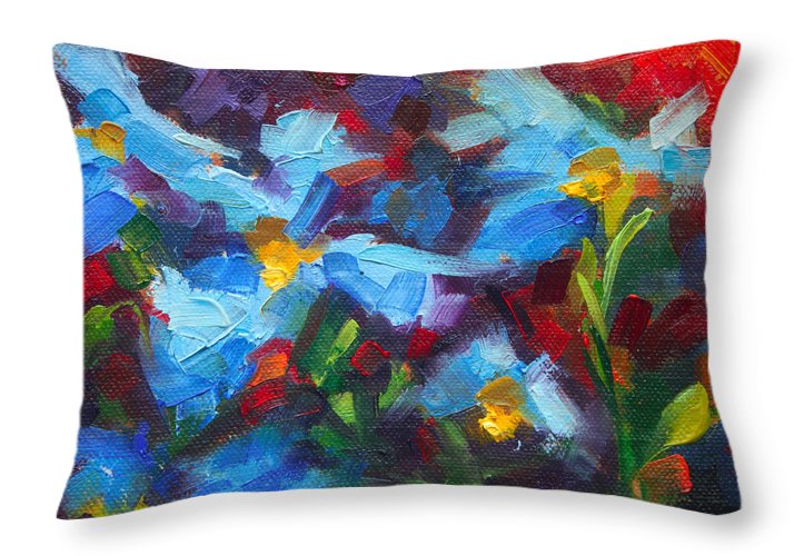 Nature's Palette - Himalayan blue poppy oil painting Meconopsis betonicifoliae - Throw Pillow