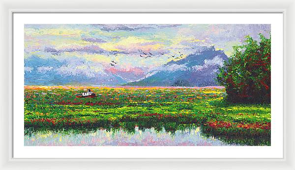 Nomad - Alaska Landscape with Joe Redington's boat in Knik Alaska - Framed Print