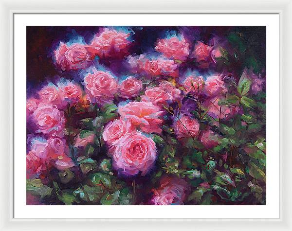 Out of Dust - pink roses - Framed Print