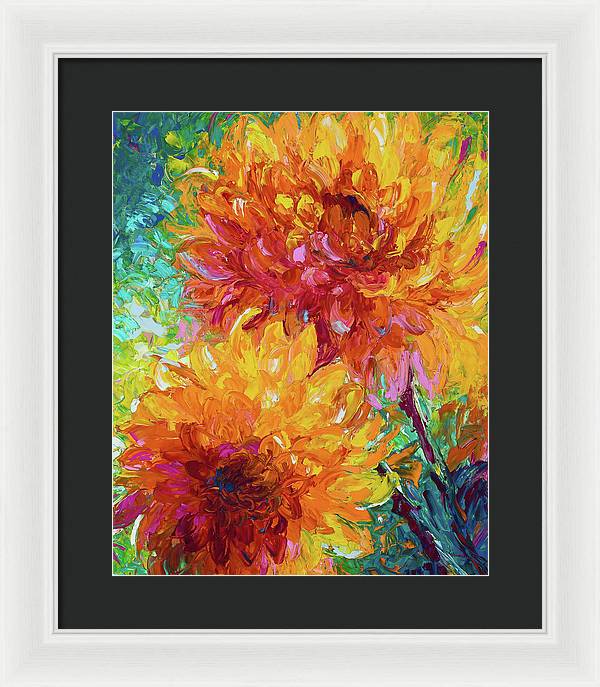Passion - Orange Dahlia Art - Framed Print