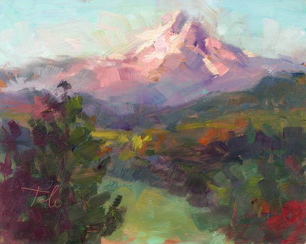 Rise and Shine - Mt. Hood landscape painting by Talya Johnson - Art Print