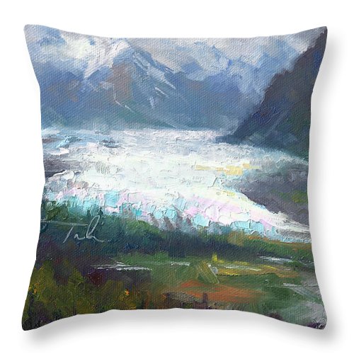Shifting Light - Matanuska Glacier - Throw Pillow