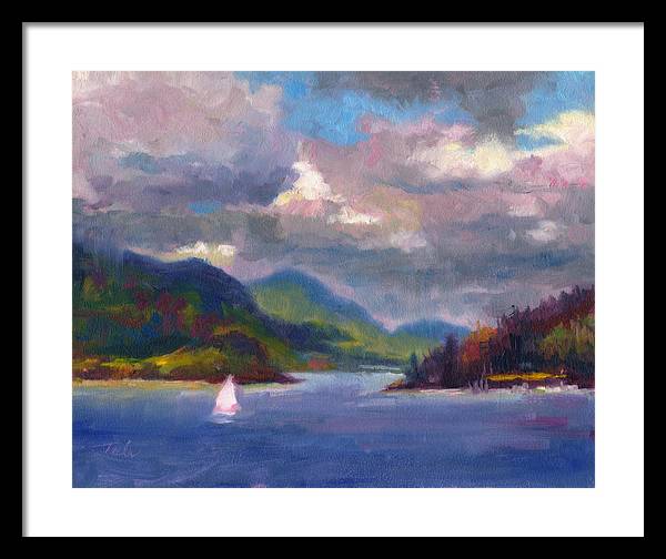 Smooth Sailing Sailboat on Alaska Inside Passage - Framed Print