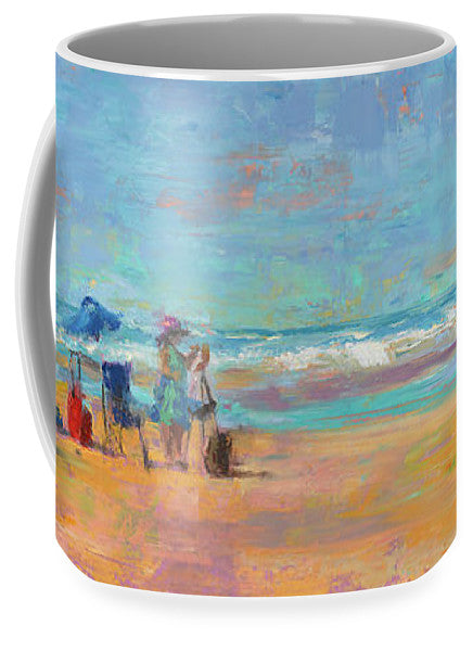 ceramic mug feathering some beach cannon beach landscape artwork by talya johnson