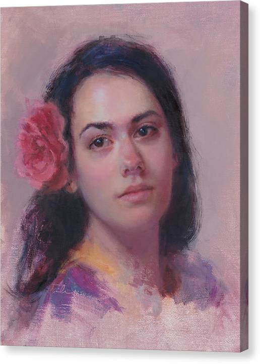 Spanish Rose - Impressionist Portrait Painting - Canavs Print