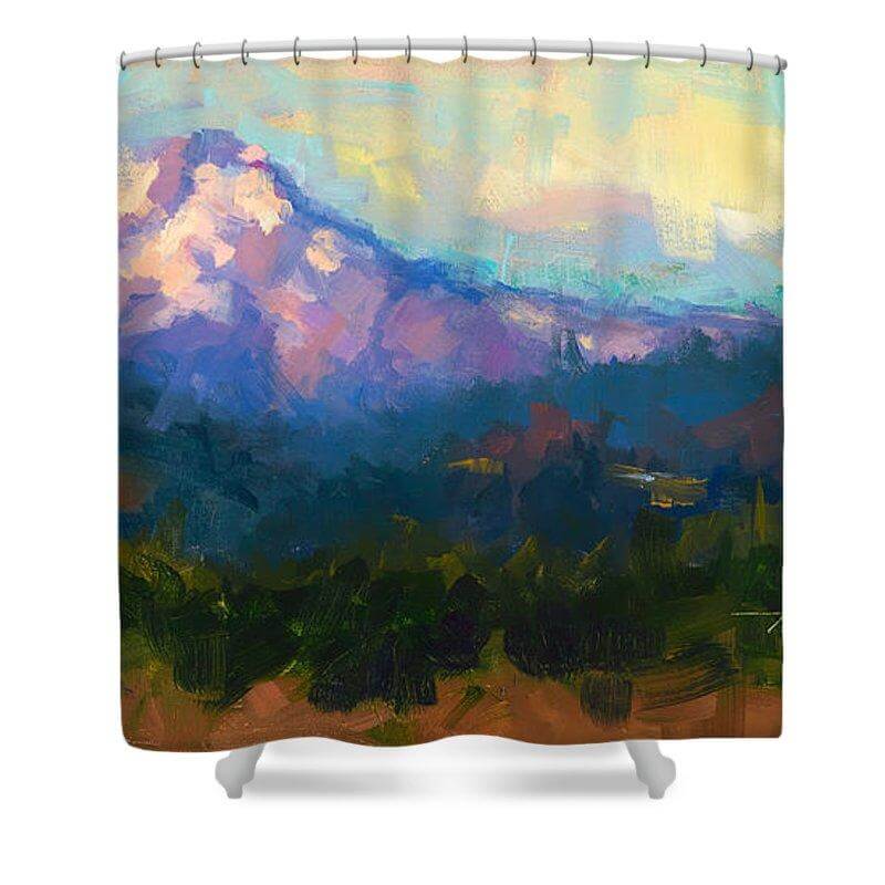Sunrise Advancing - Mt. Hood Sunrise - Shower Curtain