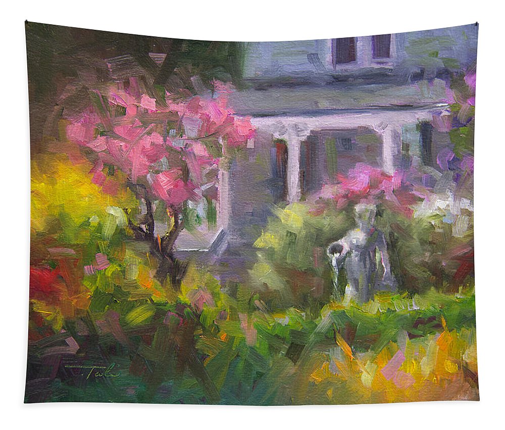 The Guardian - plein air lilac garden - Tapestry