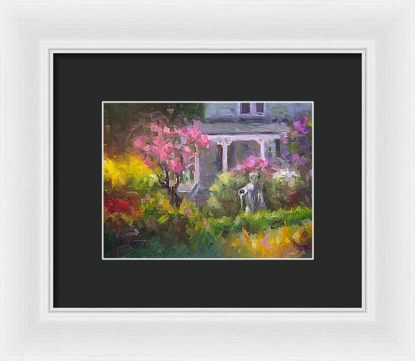 The Guardian - plein air lilac garden - Framed Print