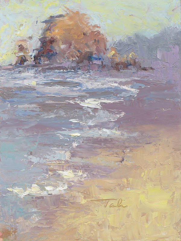 Tide Coming in - Cannon Beach oil painting - Art Print by Talya Johnson