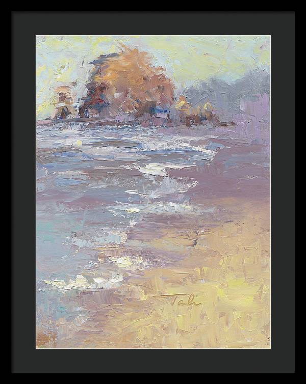 Tide Coming in - Cannon Beach oil painting - Framed Print by Talya Johnson