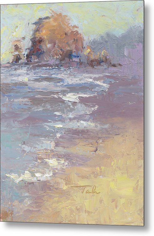 Tide Coming in - Cannon Beach oil painting - Metal Print by Talya Johnson