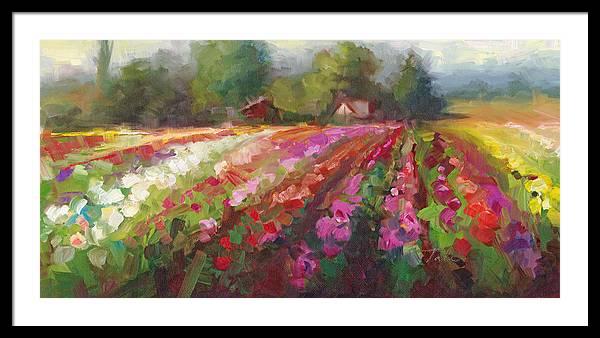 Trespassing Dahlia field landscape - Framed Print