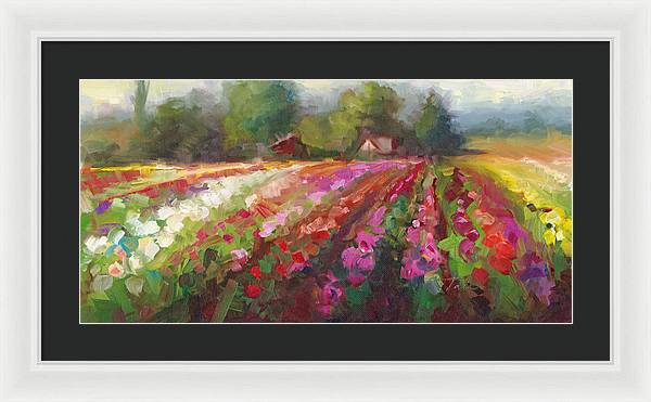 Trespassing Dahlia field landscape - Framed Print