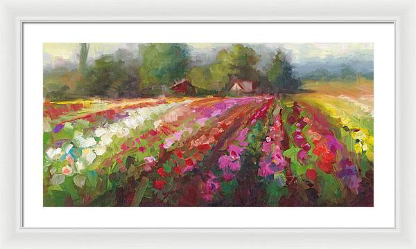 Trespassing Dahlia field landscape - Framed Print