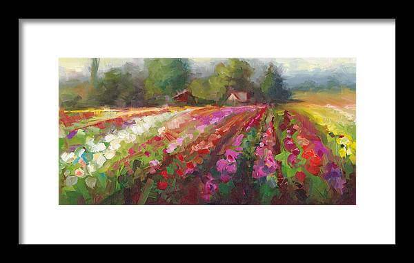 Trespassing Dahlia field landscape - Framed Print