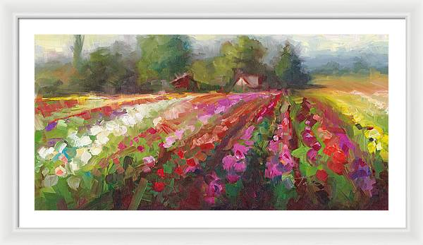 Trespassing Dahlia field landscape - Framed Print