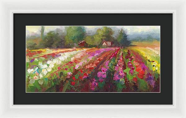 Trespassing Dahlia field landscape - Framed Print