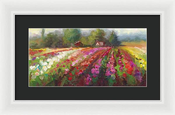 Trespassing Dahlia field landscape - Framed Print