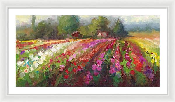 Trespassing Dahlia field landscape - Framed Print