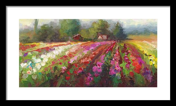 Trespassing Dahlia field landscape - Framed Print