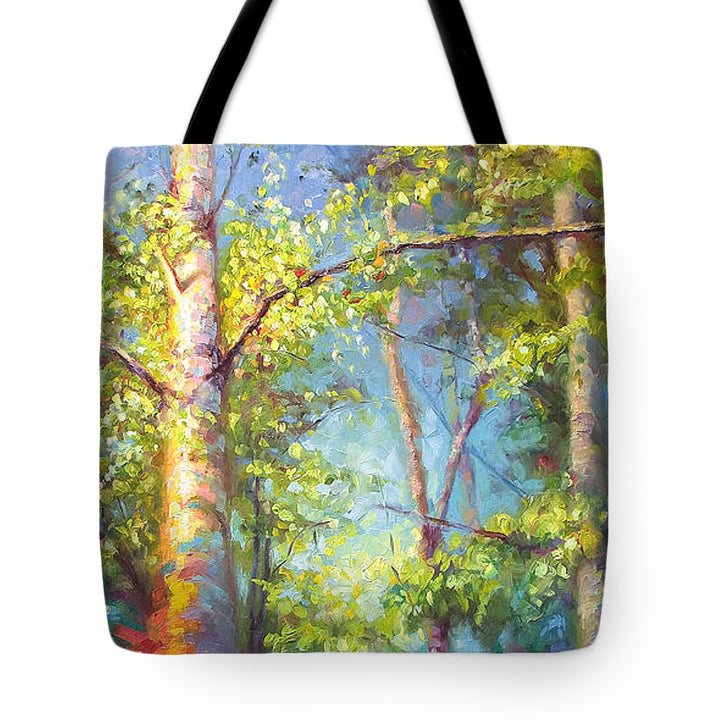 Welcome Home - birch and aspen trees - Tote Bag