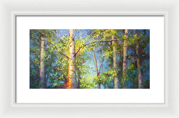 Welcome Home - birch and aspen trees - Framed Print