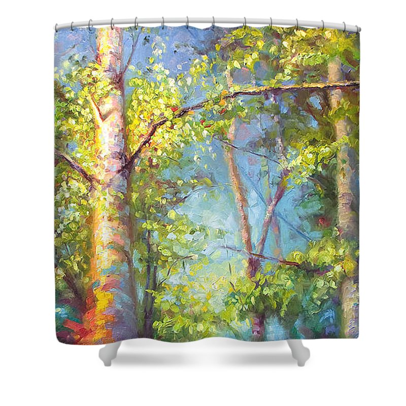 Welcome Home - birch and aspen trees - Shower Curtain