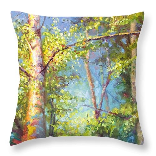 Welcome Home - birch and aspen trees - Throw Pillow