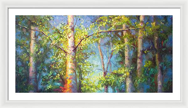 Welcome Home - birch and aspen trees - Framed Print