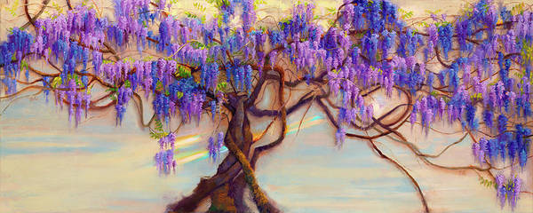Wisteria Flow - impressionist floral landscape - Art Print