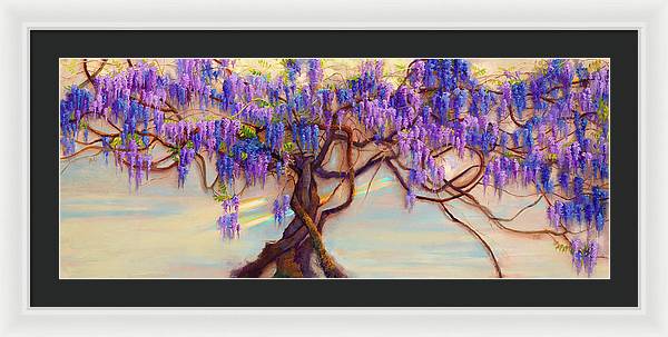 Wisteria Flow - impressionist floral landscape - Framed Print
