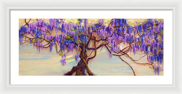 Wisteria Flow - impressionist floral landscape - Framed Print